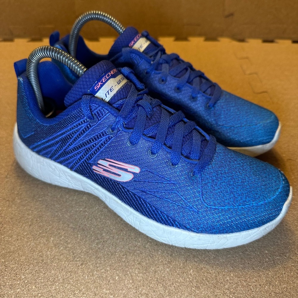 Skechers Lite-Weight Sneakers Women 8 Blue 12783 Air-Cooled Memory Foam Athletic